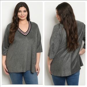 Chris & Carol Soft Gray Tunic Top, plus size 1X